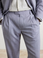 Mr P. - Straight-Leg Pleated Wool, Silk and Linen-Blend Suit Trousers - Purple