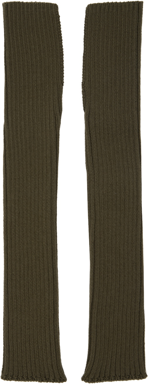 Y's Khaki Ribbed Arm Warmers