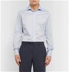 Ermenegildo Zegna - Light-Blue Slim-Fit Cutaway-Collar Striped Cotton-Poplin Shirt - Blue