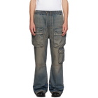 AMIRI Blue Drawstring Baggy Denim Cargo Pants