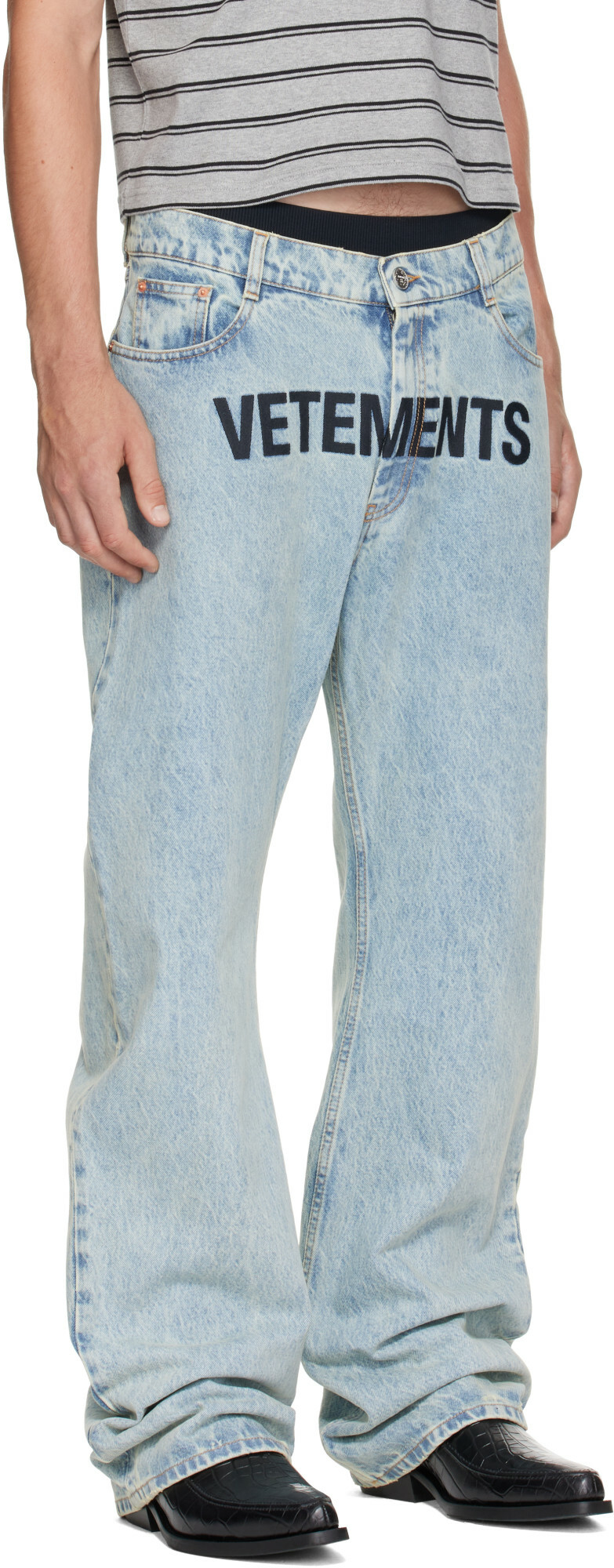 VETEMENTS Blue Embroidered Logo Jeans