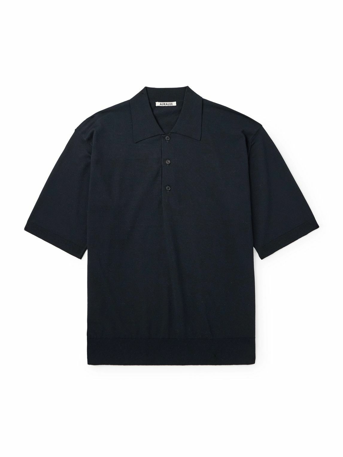 Auralee Smooth Soft Sweat Polo in Olive Brown Curated at