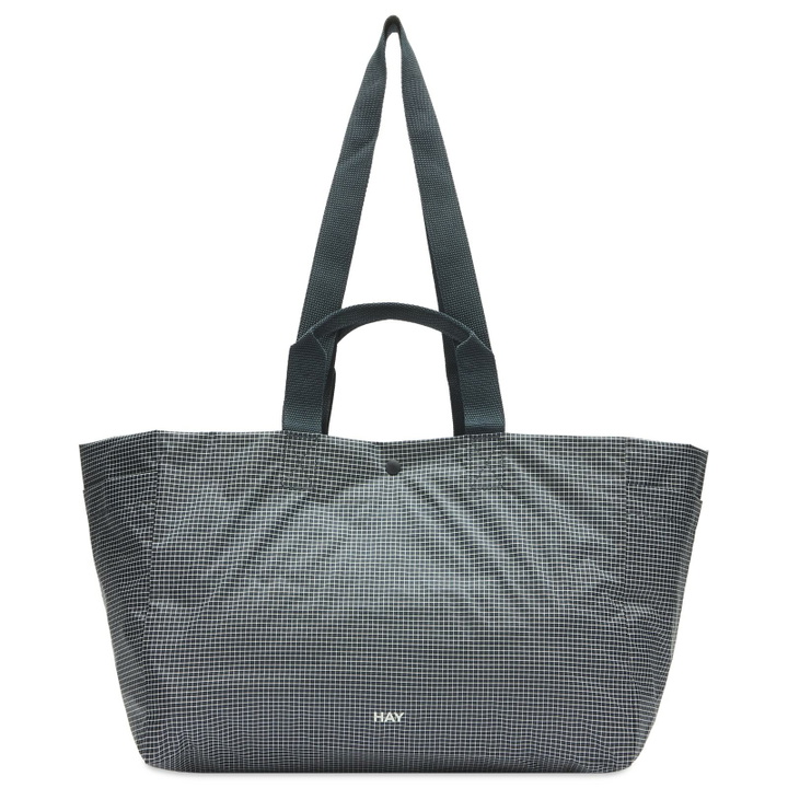 Photo: HAY Grid Weekend Bag - Small in Dark Blue 