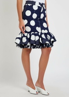 Jacquemus La Jupe Cabana Polka dot Fringed Cotton Knee-length Skirt Navy