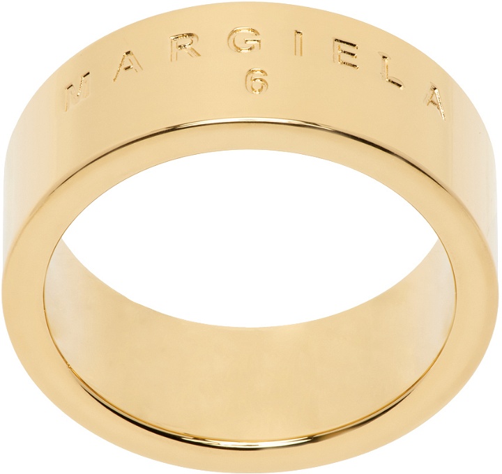 Photo: MM6 Maison Margiela Gold Minimal Logo Ring