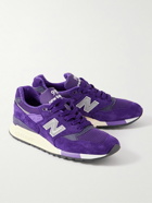 New Balance - 998 Core Rubber-Trimmed Full-Grain Leather, Mesh and Suede Sneakers - Purple