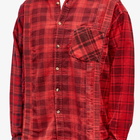 Needles Men's Rebuild 7 Cuts Over Dyed Flannel Shirt in Red