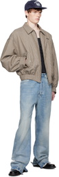 We11done Beige Checkered Bomber Jacket