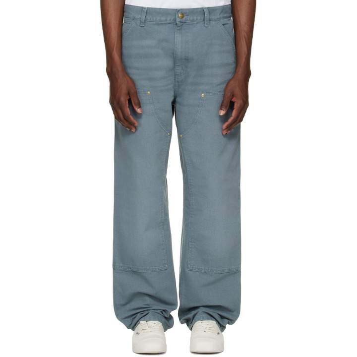 Photo: Carhartt Work In Progress Blue Double Knee Trousers