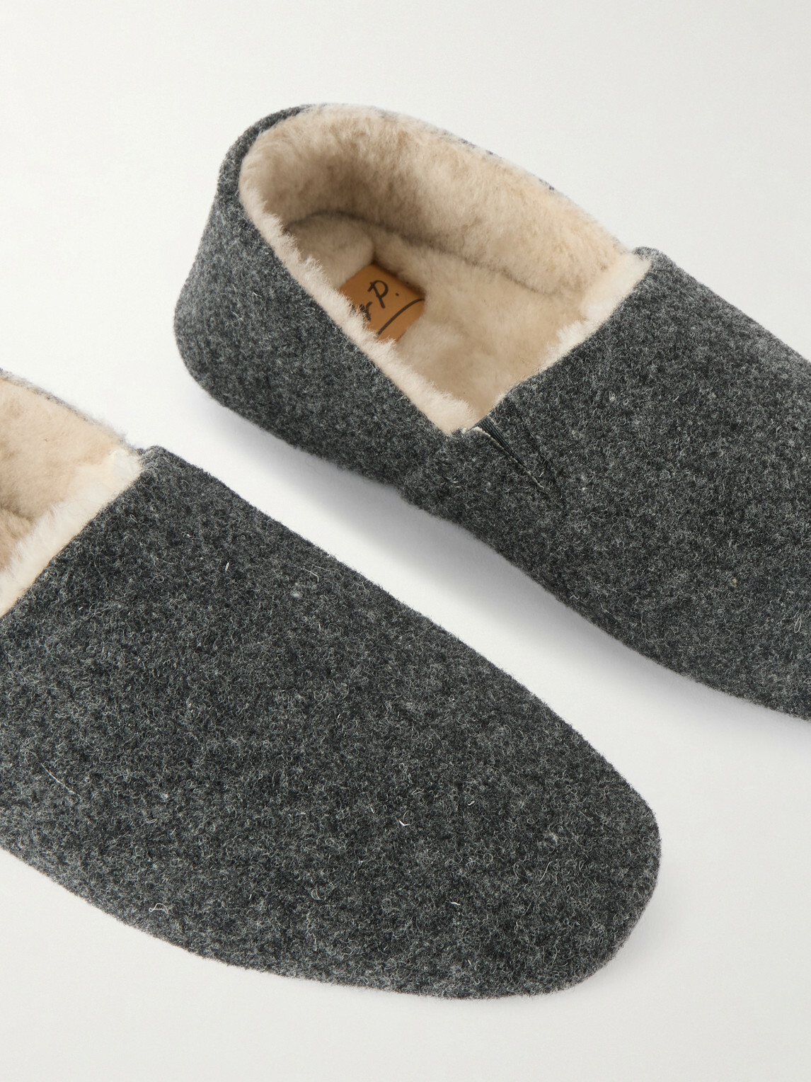 Mr P. - Shearling-Lined Woven Slippers - Gray