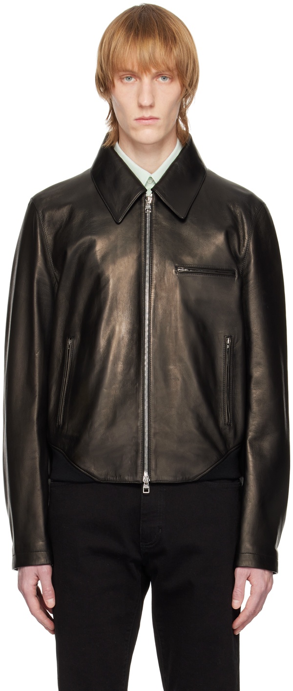Alexander McQueen Black Zip-Up Leather Jacket Alexander McQueen