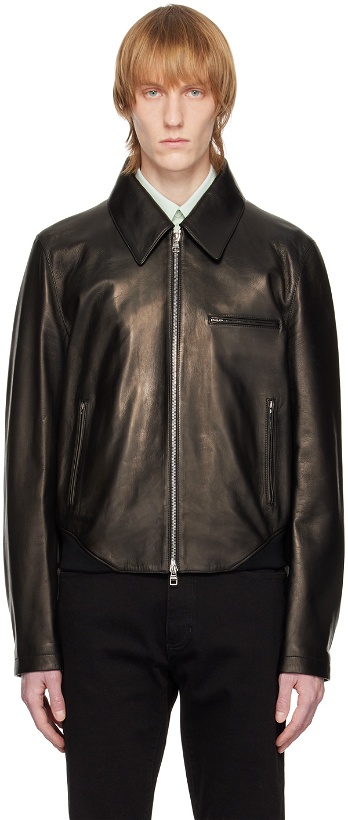 Photo: Alexander McQueen Black Zip-Up Leather Jacket