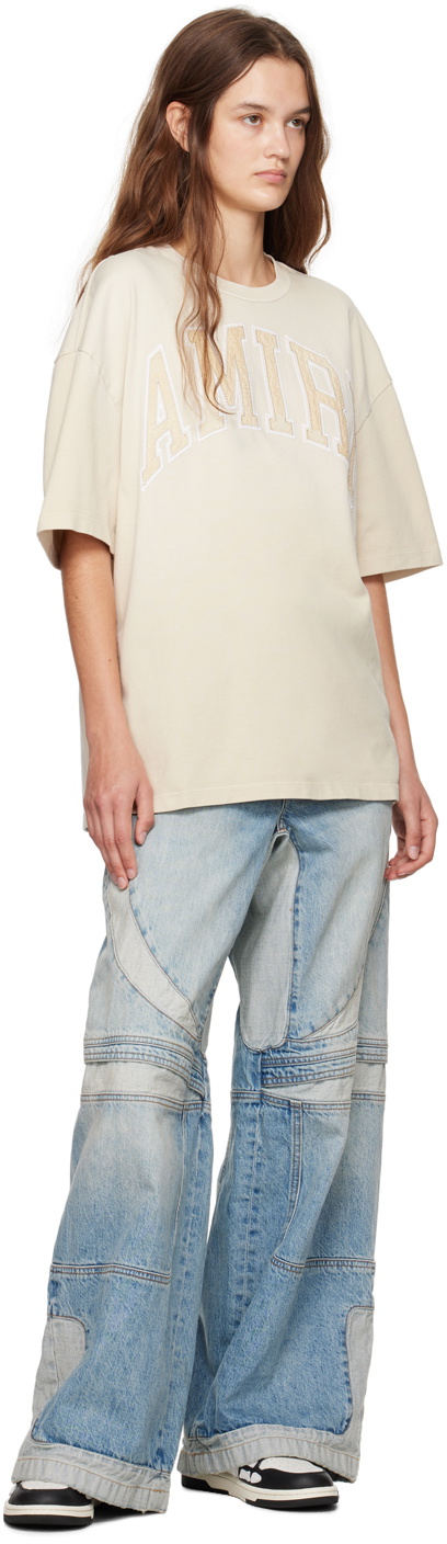 Tシャツ・カットソー AMIRI Women Tunic Tops AWJYTE1044ALABASTER Beige AMIRI Beige Vintage Oversized T-shirt Amiri