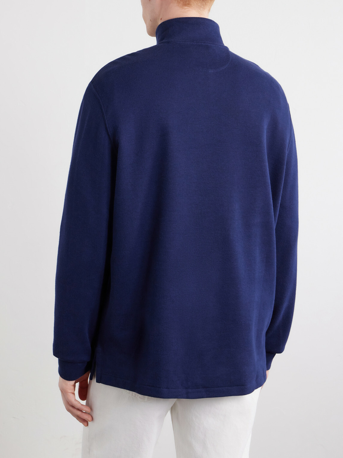 Polo Ralph Lauren - Logo-Embroidered Cotton-Jersey Half-Zip Sweater - Blue