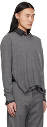 Commission Gray Double Front V-Neck Sweater