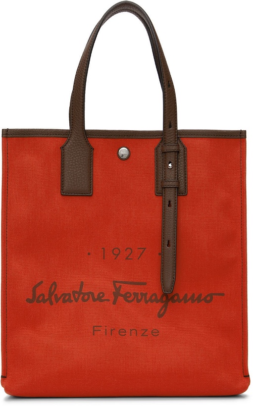 Photo: Salvatore Ferragamo Orange 1927 Signature Tote