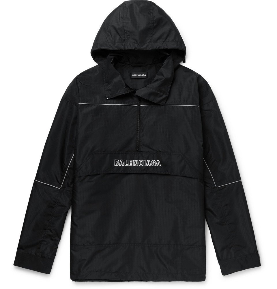 Naufragio detalles Hablar con Balenciaga - Logo-Embroidered Ripstop Half-Zip Hooded Jacket - Men - Black  Balenciaga