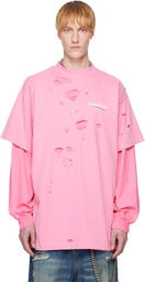 Balenciaga Pink Political Campaign Long Sleeve Layered T-shirt