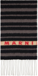 Marni Black & Gray Striped Alpaca Scarf