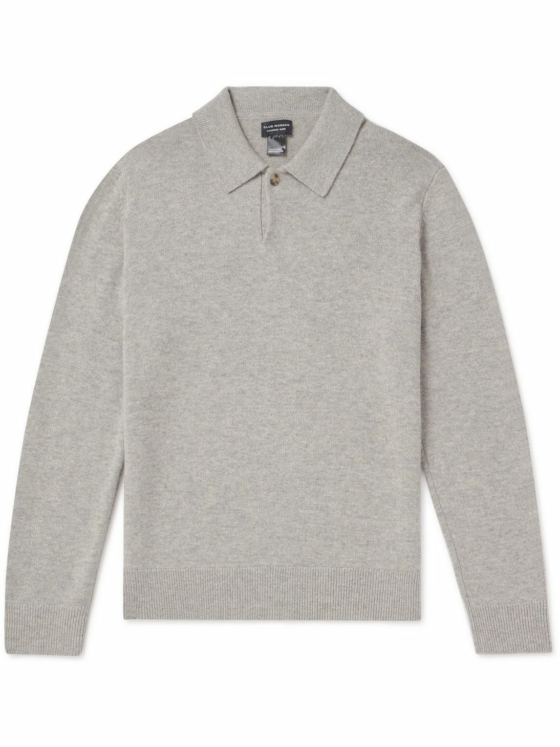 Photo: Club Monaco - Wool and Cashmere-Blend Polo Sweater - Gray