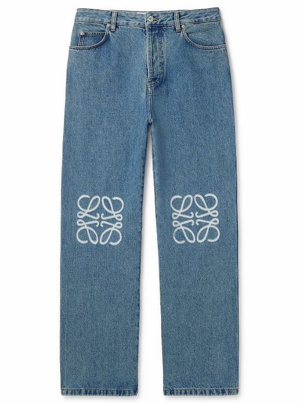 Photo: LOEWE - Anagram Straight-Leg Logo-Appliquéd Jeans - Blue