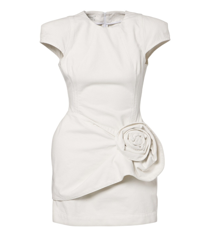 Photo: Magda Butrym Floral-appliqué denim minidress