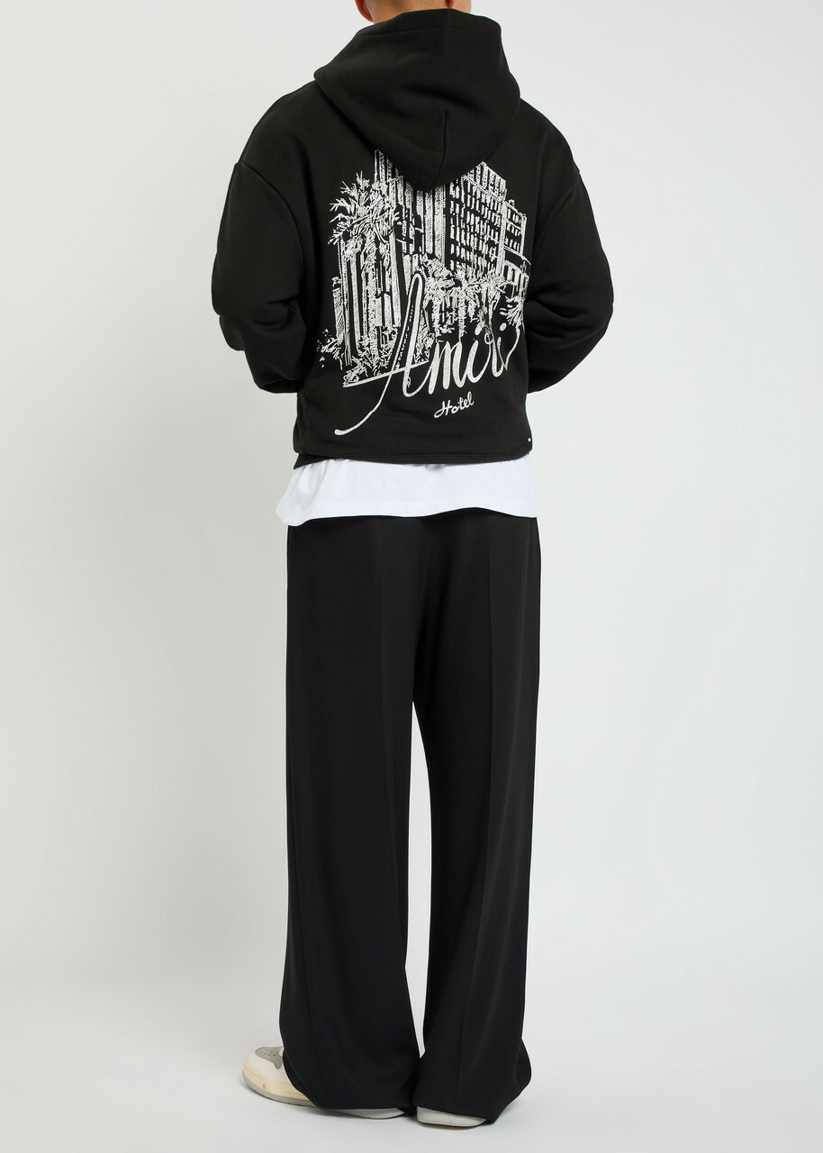 Amiri Hotel Crystal-embellished Hooded Cotton Sweatshirt Black
