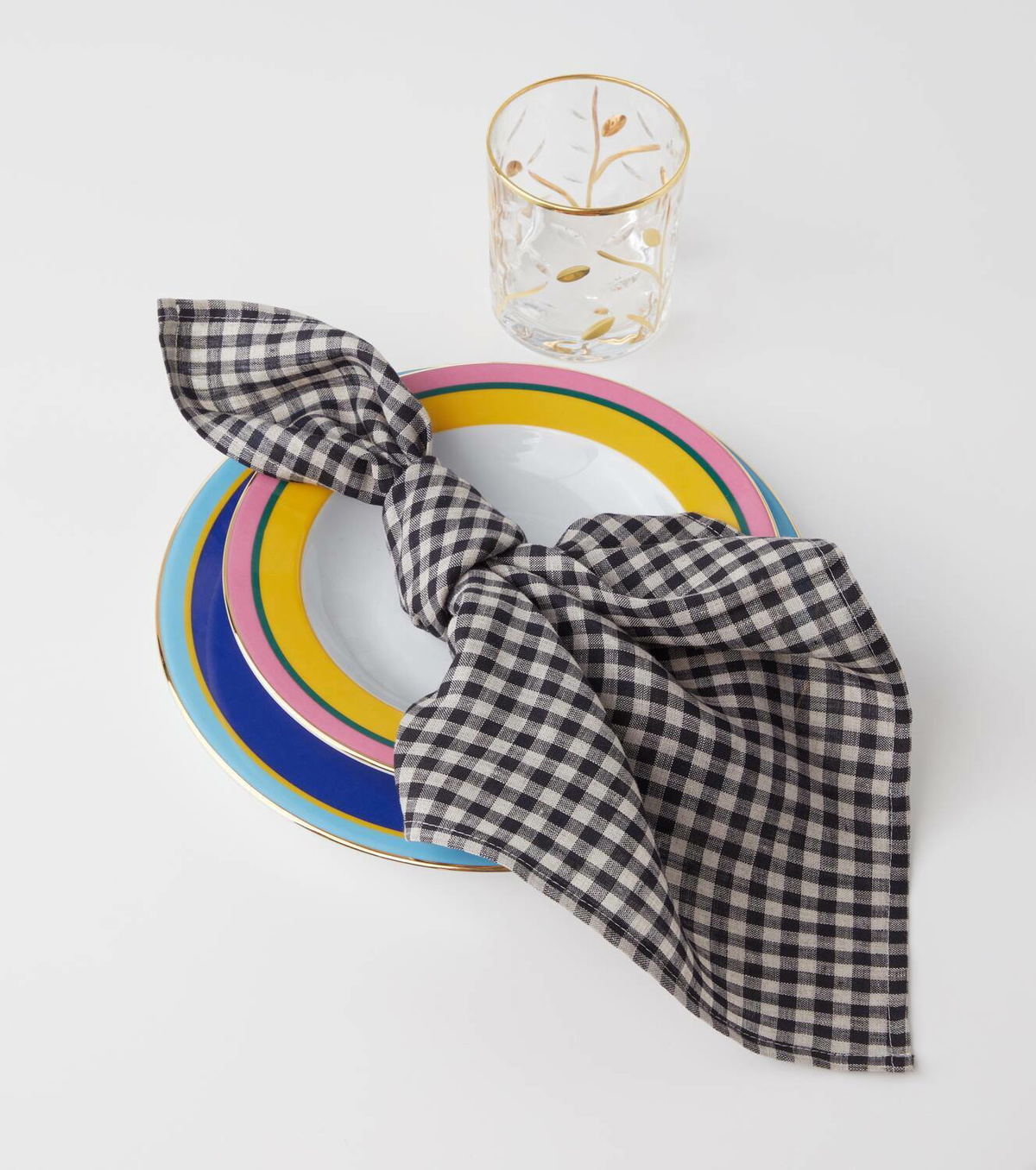 Once Milano Set of 4 gingham linen napkins