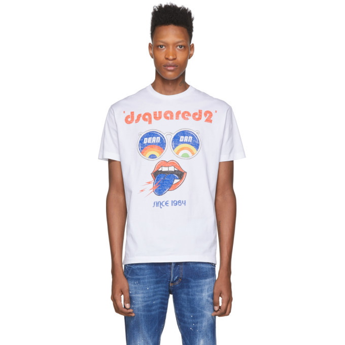 Photo: Dsquared2 White Dean and Dan Psychedelic Sunnies T-Shirt