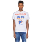 Dsquared2 White Dean and Dan Psychedelic Sunnies T-Shirt