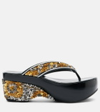 Dries Van Noten Sequined wedge thong sandals