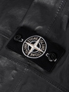 Stone Island - Logo-Appliquéd Paneled Textured Leather Hooded Jacket - Gray