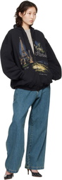 VETEMENTS Black 'Paris' Tourist Zip Up Hoodie