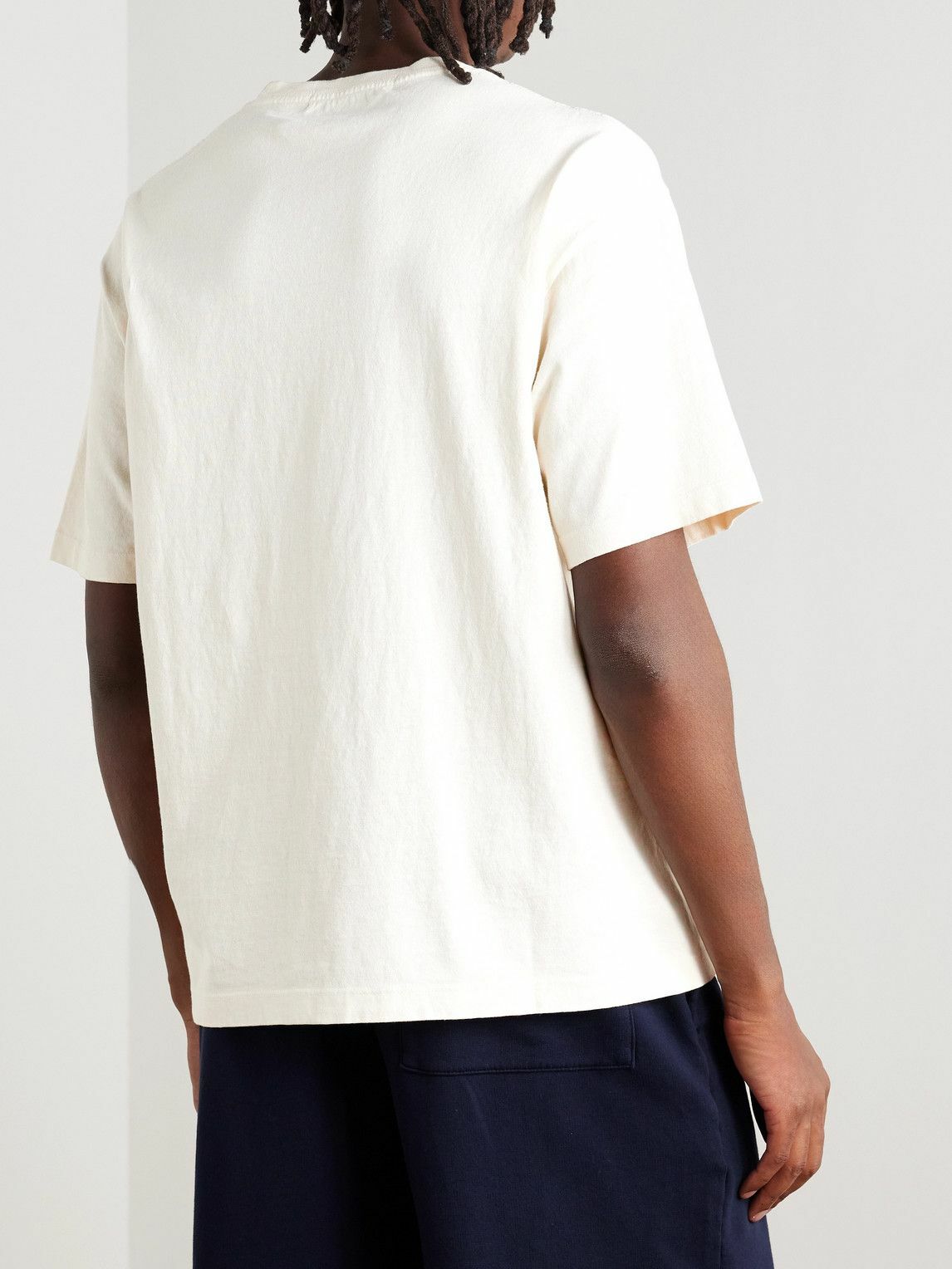 DISTRICT VISION - Garment-Dyed Printed Cotton-Jersey T-Shirt - White