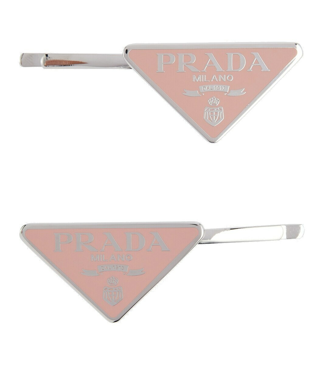 Prada Set of 2 logo hair clips Prada
