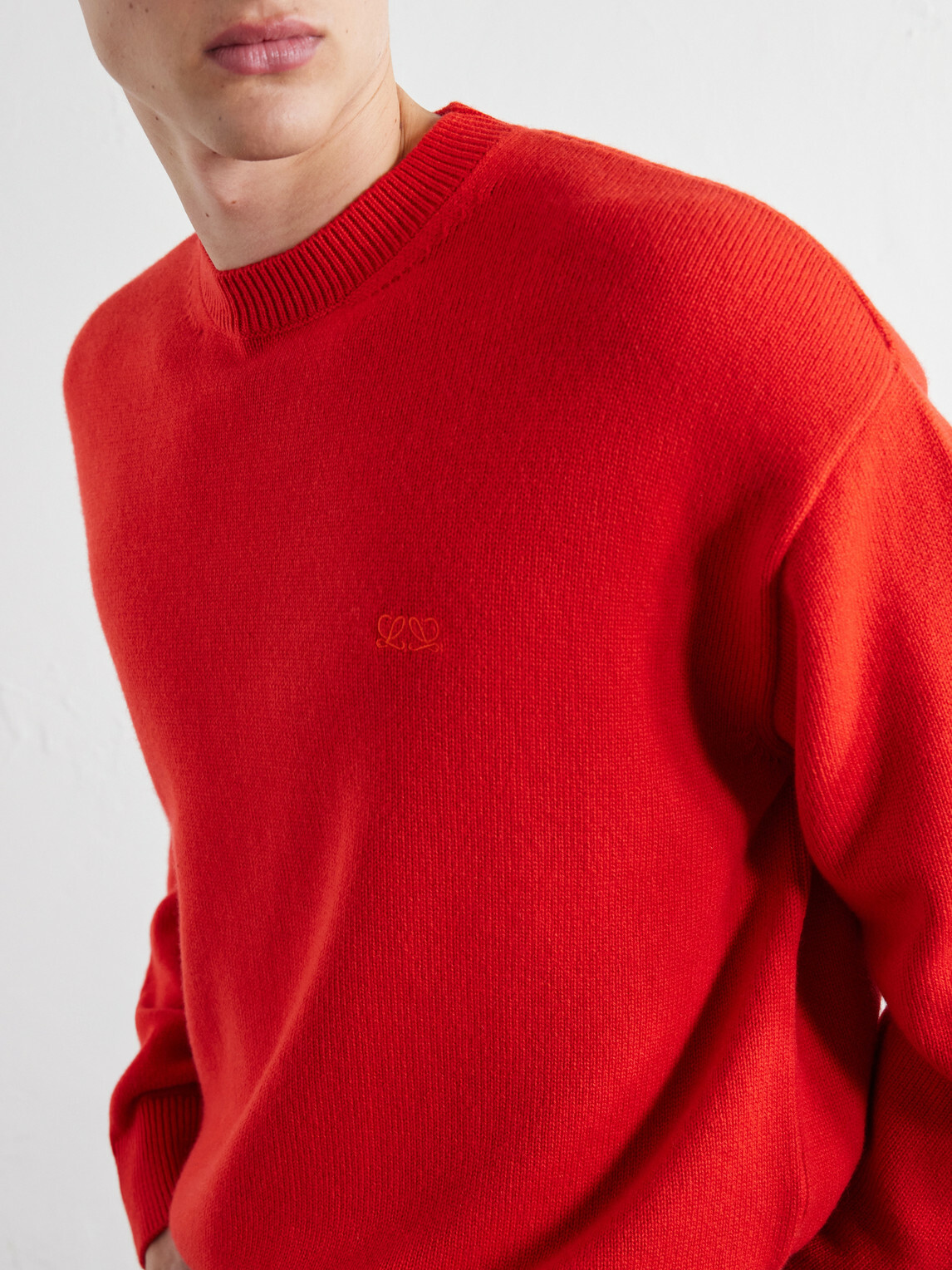 LOEWE - Anagram-Embroidered Cashmere-Blend Sweater - Red