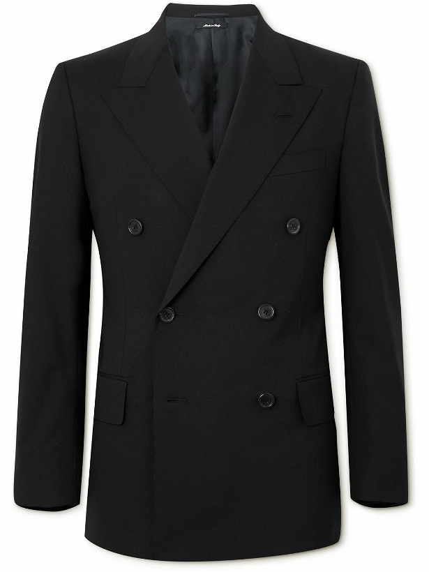 Photo: Dunhill - Slim-Fit Double-Breasted Wool-Blend Blazer - Black