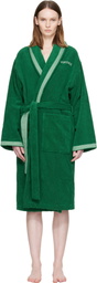 Versace Green Cotton-Terry Jacquard Bathrobe