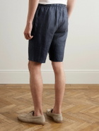 De Petrillo - Slim-Fit Straight-Leg Linen Drawstring Shorts - Blue