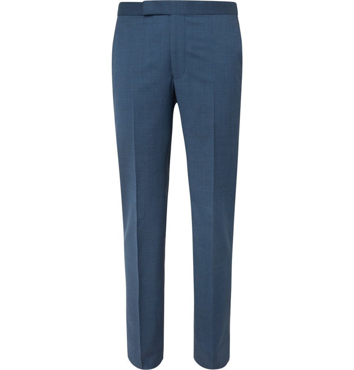 Photo: Richard James - Navy Hyde Slim-Fit Super 130s Virgin Wool Suit Trousers - Blue