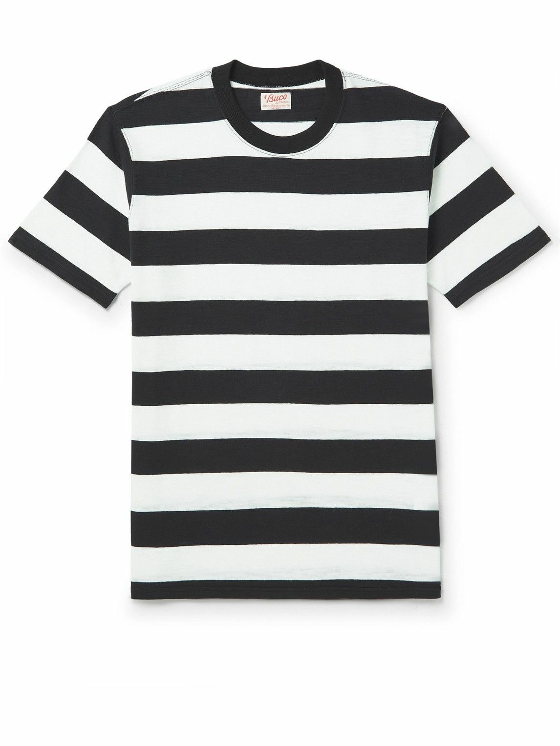 THE REAL MCCOY'S - Buco Striped Slub Cotton-Jersey T-Shirt - White