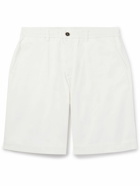 Universal Works - Straight-Leg Pleated Cotton-Twill Shorts - Neutrals