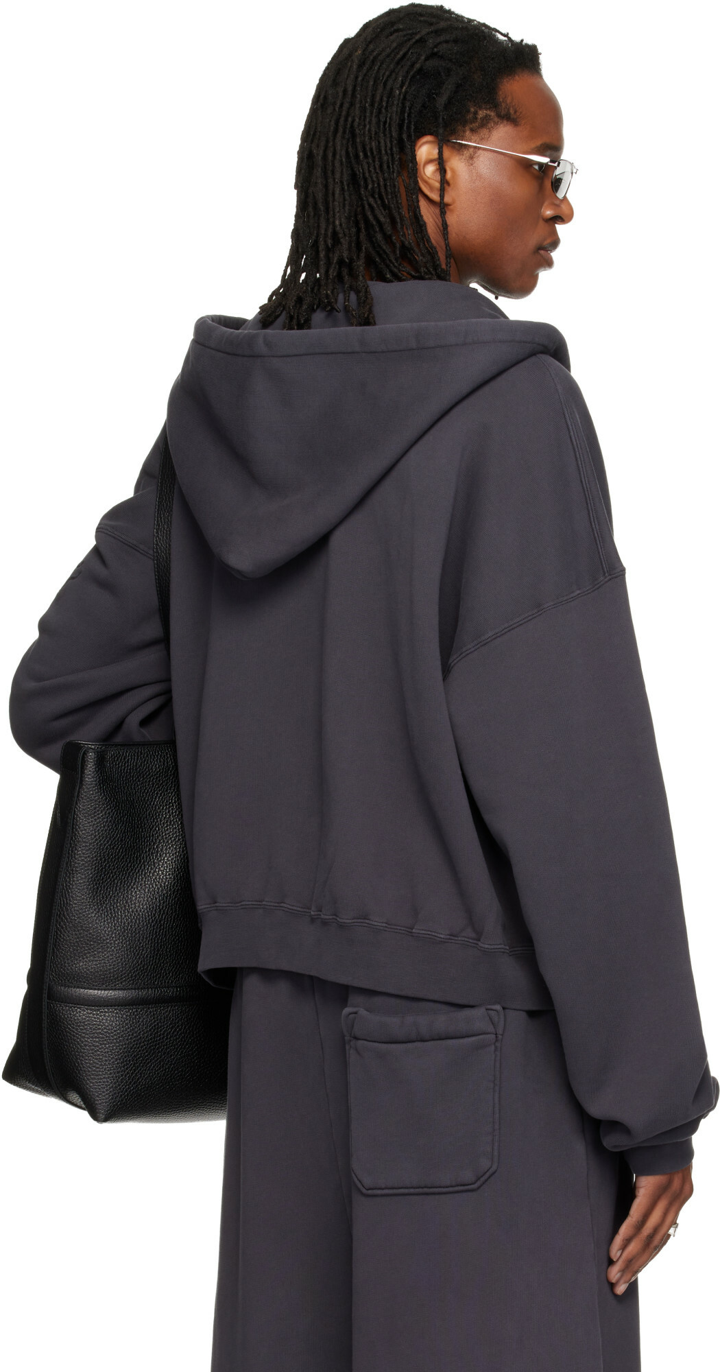 LU'U DAN Gray Washed Zip Hoodie