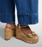 Valentino Garavani Cœur Royal leather espadrille wedges