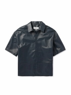 LOEWE - Anagram Logo-Embossed Panelled Leather Shirt - Blue