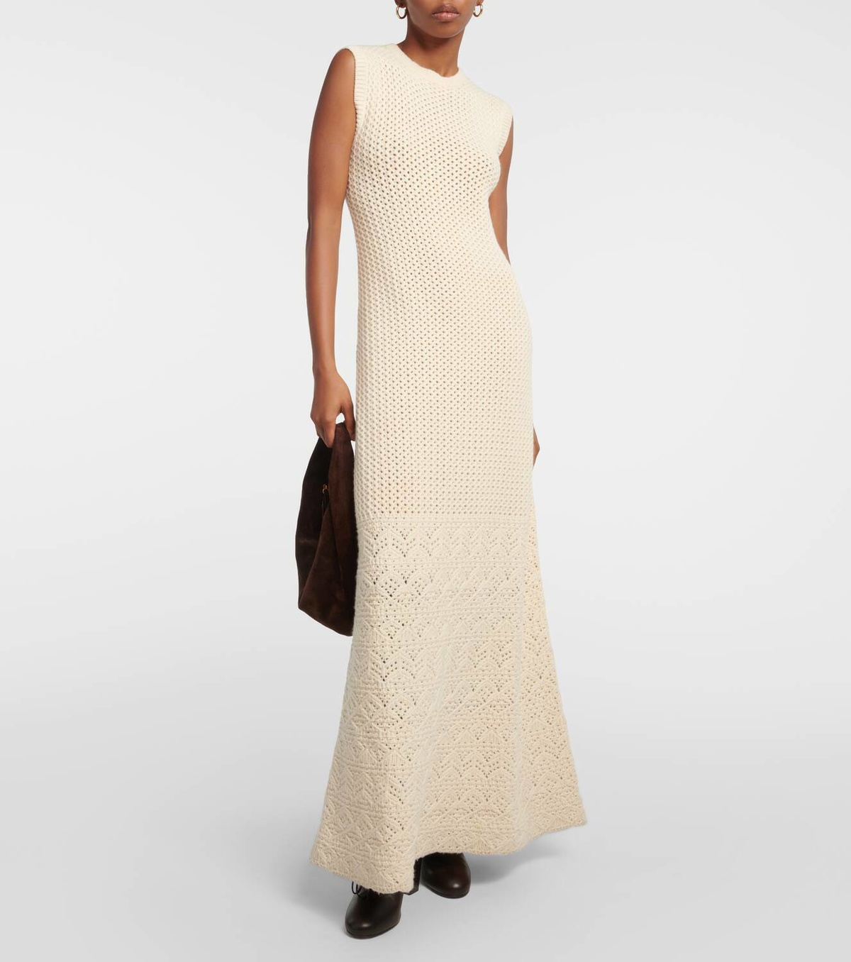 Loro Piana Engadin cashmere crochet maxi dress Loro Piana