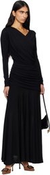 GANNI Black Ruched Maxi Dress