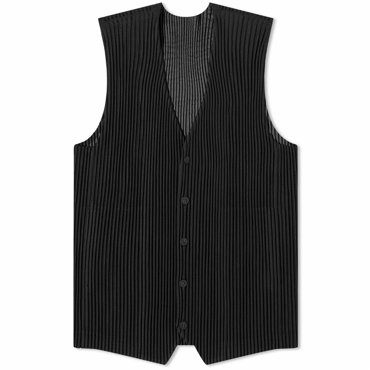 Photo: Homme Plissé Issey Miyake Men's Pleated Button Down Vest in Black