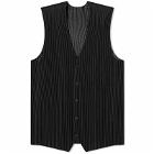 Homme Plissé Issey Miyake Men's Pleated Button Down Vest in Black