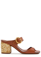 Zimmermann Solena 65 Leather and Raffia Mules Brown
